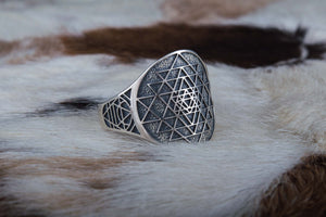 Geometry Symbol Sterling Silver Unique Ring - vikingworkshop