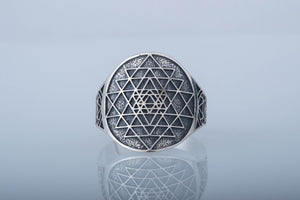 Geometry Symbol Sterling Silver Unique Ring - vikingworkshop