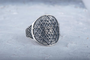 Geometry Symbol Sterling Silver Unique Ring - vikingworkshop