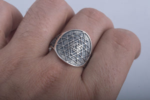 Geometry Symbol Sterling Silver Unique Ring - vikingworkshop