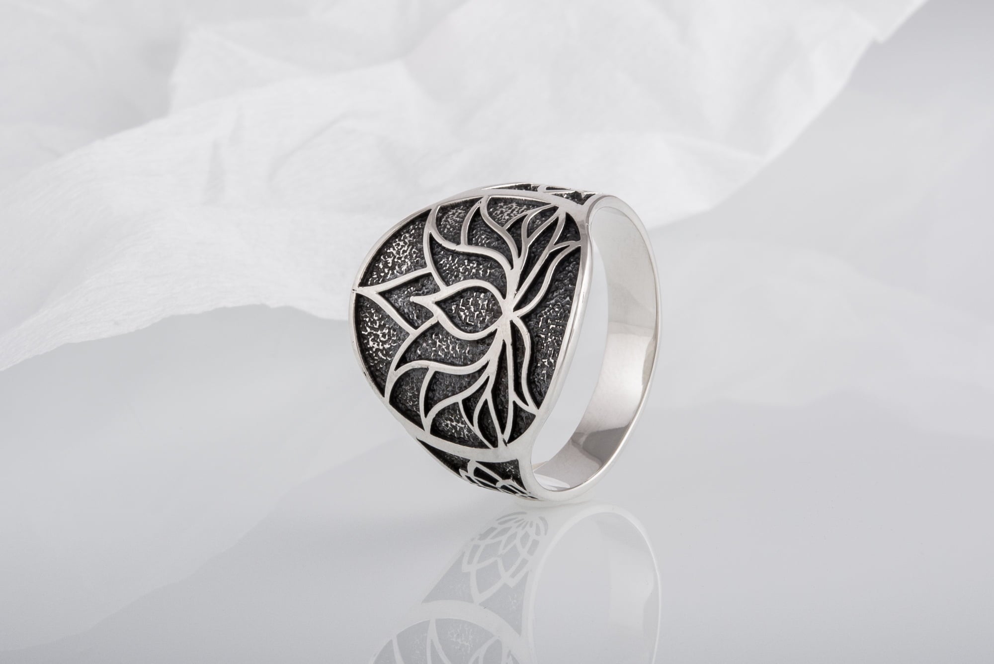 Lotos Ring Sterling Silver Unique Jewelry - vikingworkshop