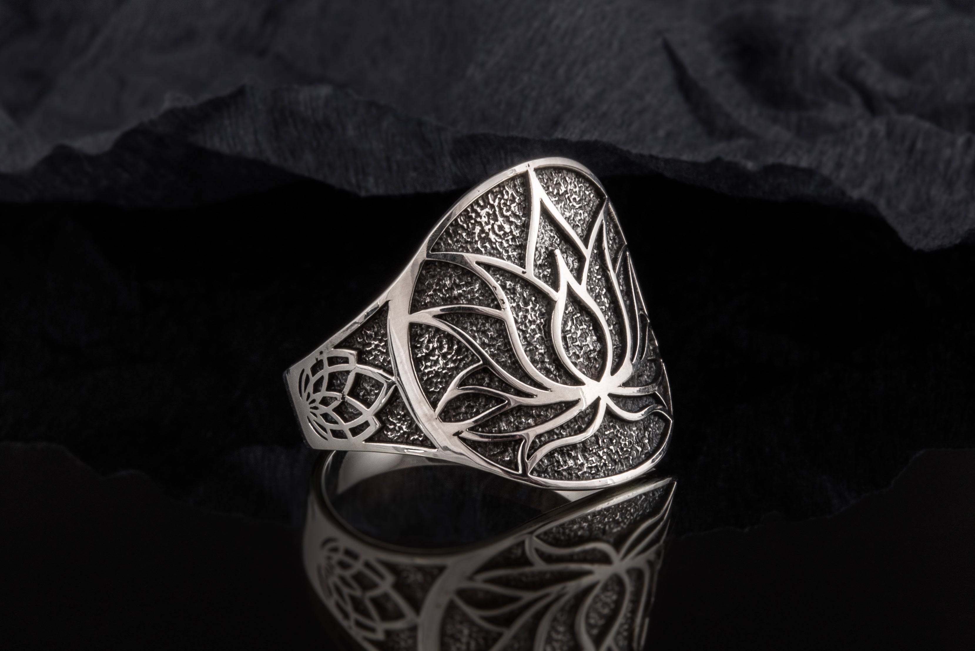 Lotos Ring Sterling Silver Unique Jewelry - vikingworkshop