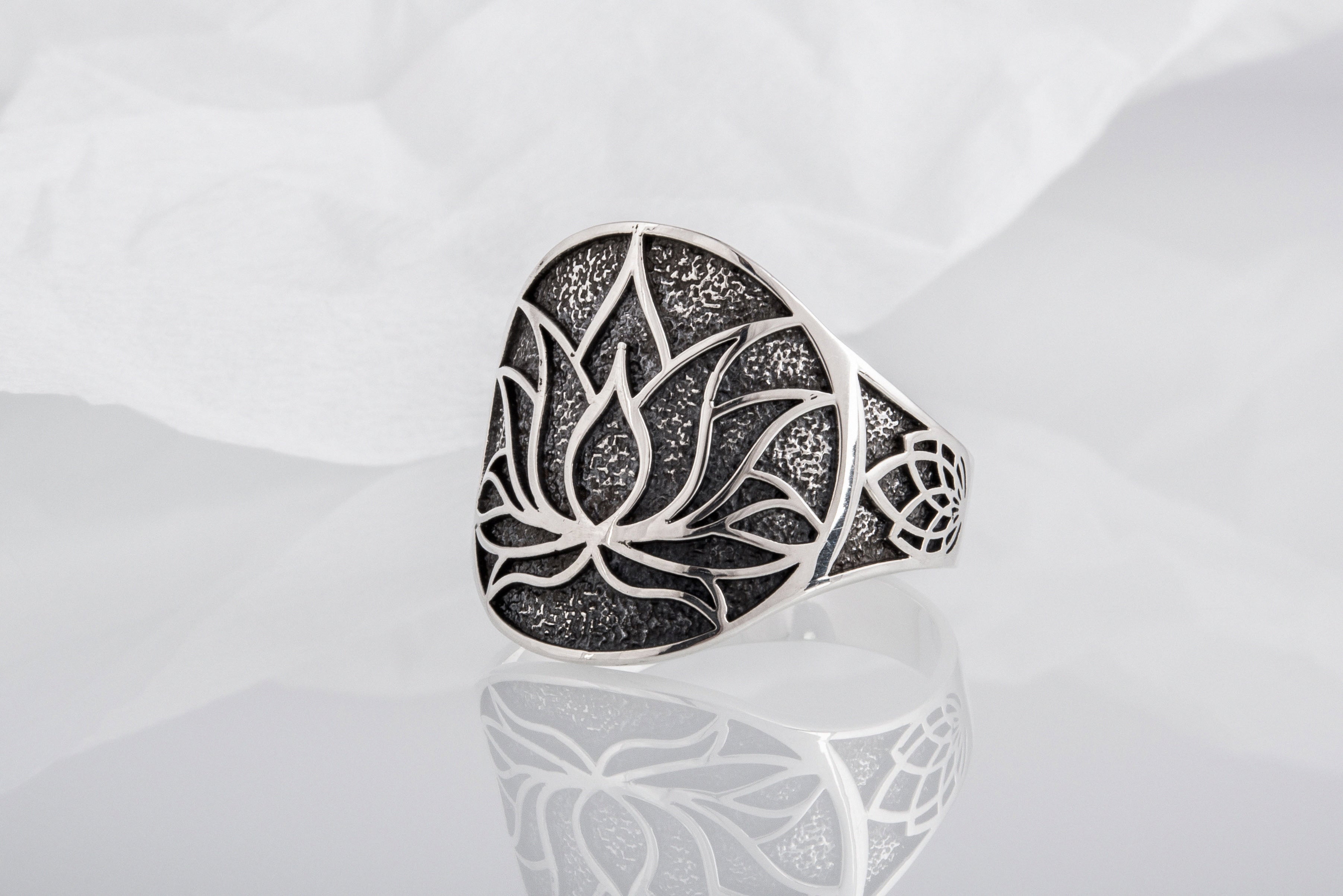 Lotos Ring Sterling Silver Unique Jewelry - vikingworkshop