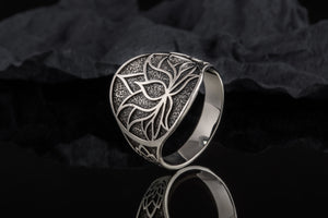 Lotos Ring Sterling Silver Unique Jewelry - vikingworkshop