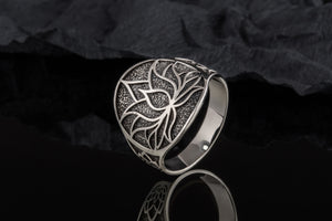 Lotos Ring Sterling Silver Unique Jewelry - vikingworkshop