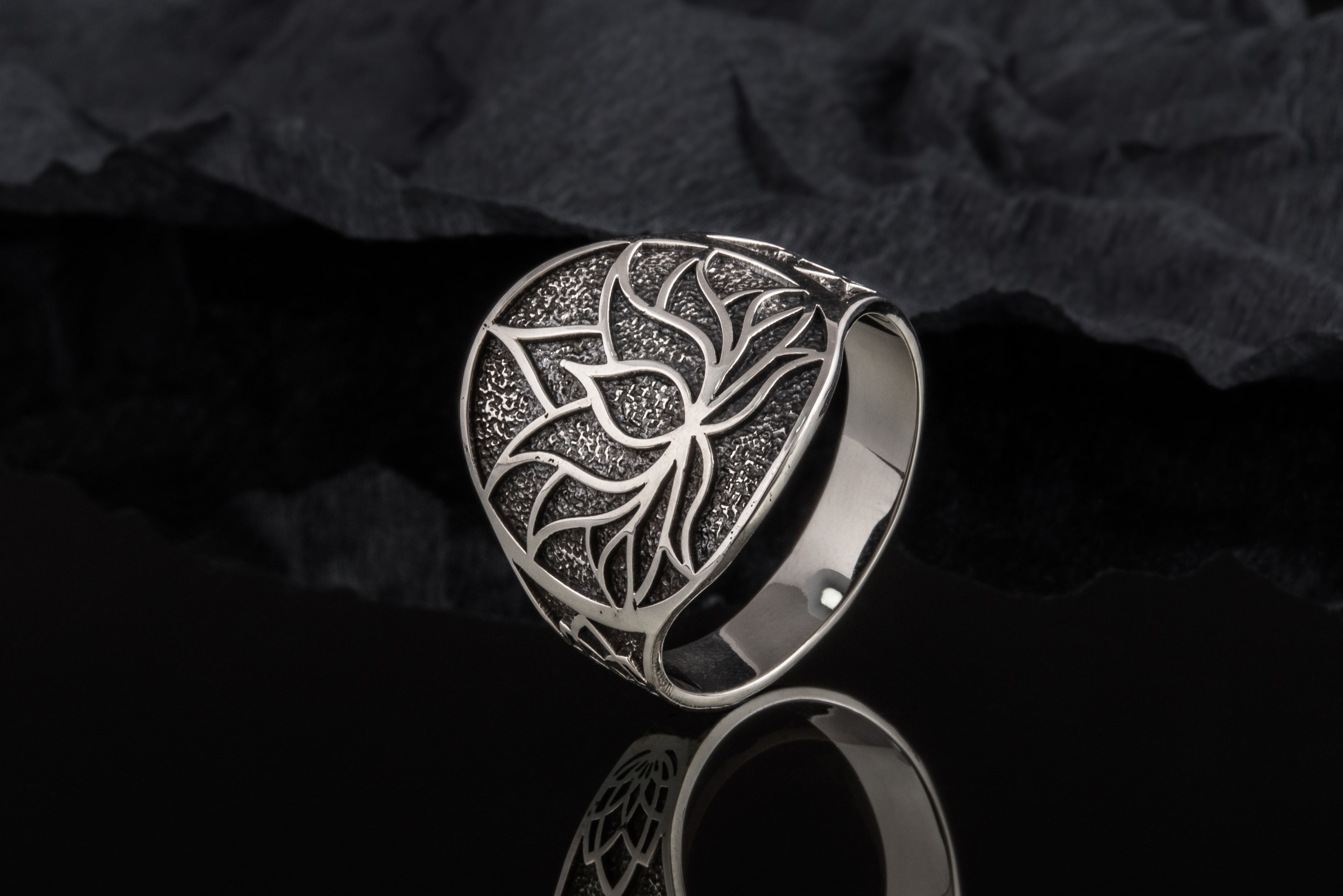 Lotos Ring Sterling Silver Unique Jewelry - vikingworkshop