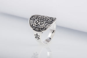 Metatron Cube Symbol Sterling Silver Unique Ring - vikingworkshop