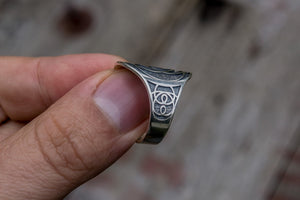 Unique Ring with Geometry Symbol Sterling Silver Jewelry - vikingworkshop