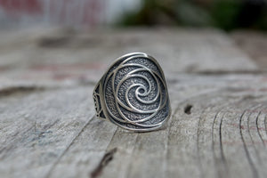 Unique Ring with Geometry Symbol Sterling Silver Jewelry - vikingworkshop