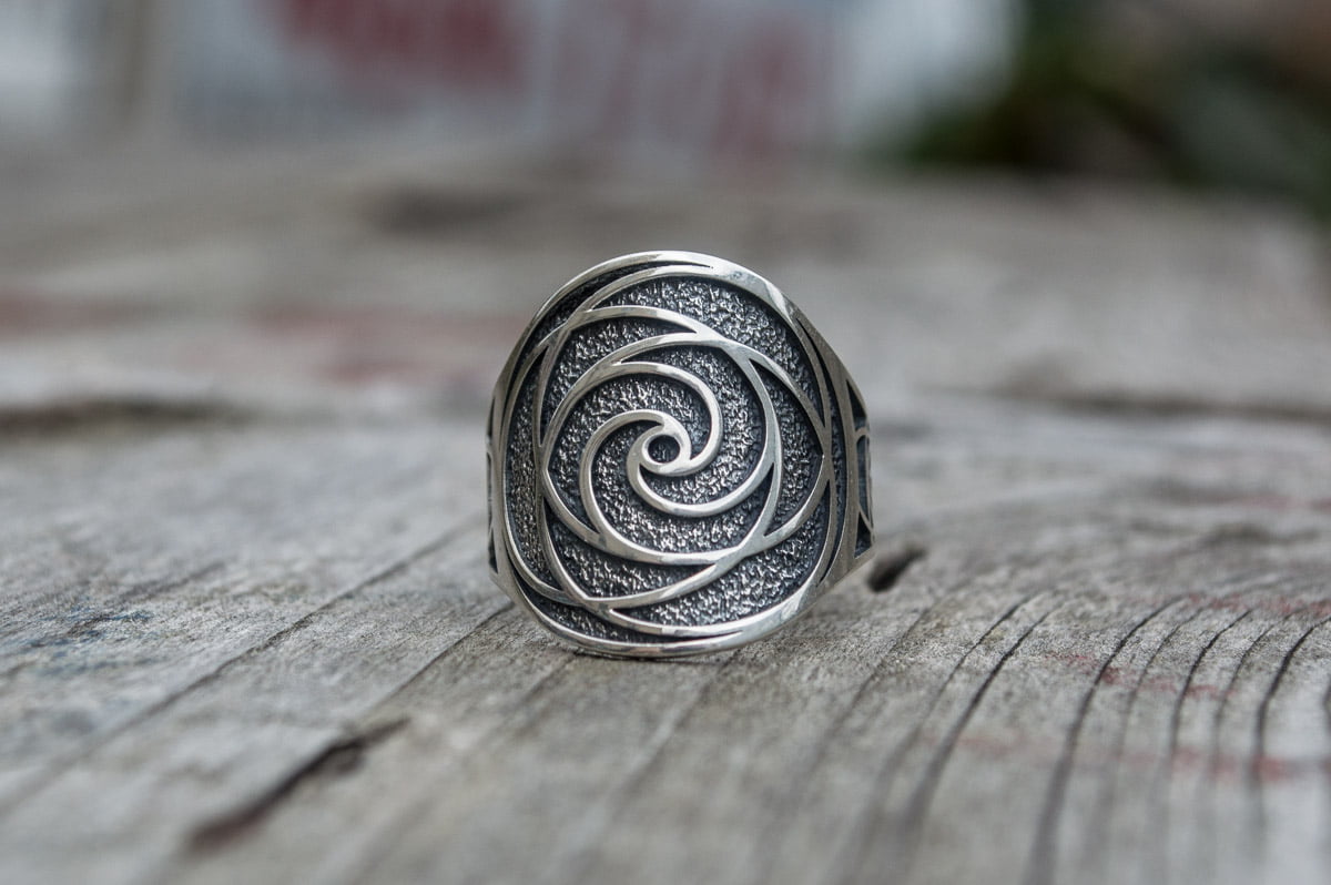 Unique Ring with Geometry Symbol Sterling Silver Jewelry - vikingworkshop