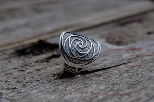 Unique Ring with Geometry Symbol Sterling Silver Jewelry - vikingworkshop