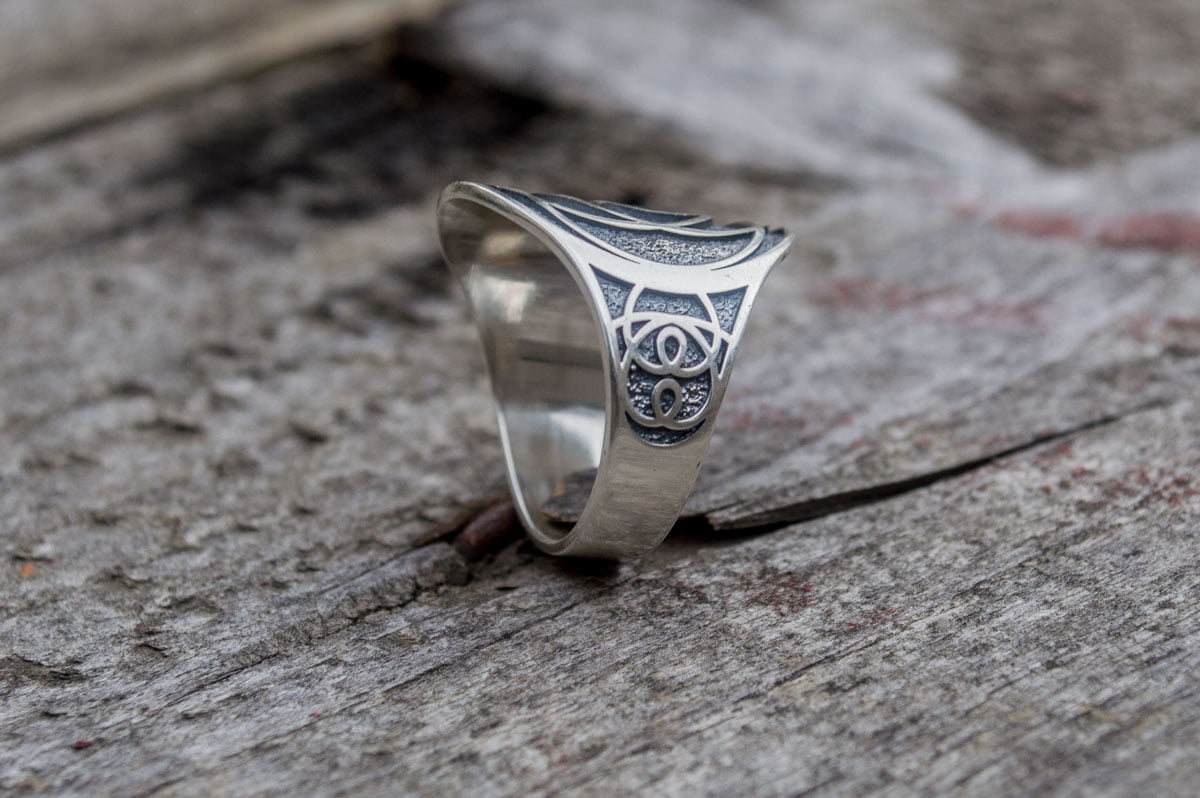 Unique Ring with Geometry Symbol Sterling Silver Jewelry - vikingworkshop