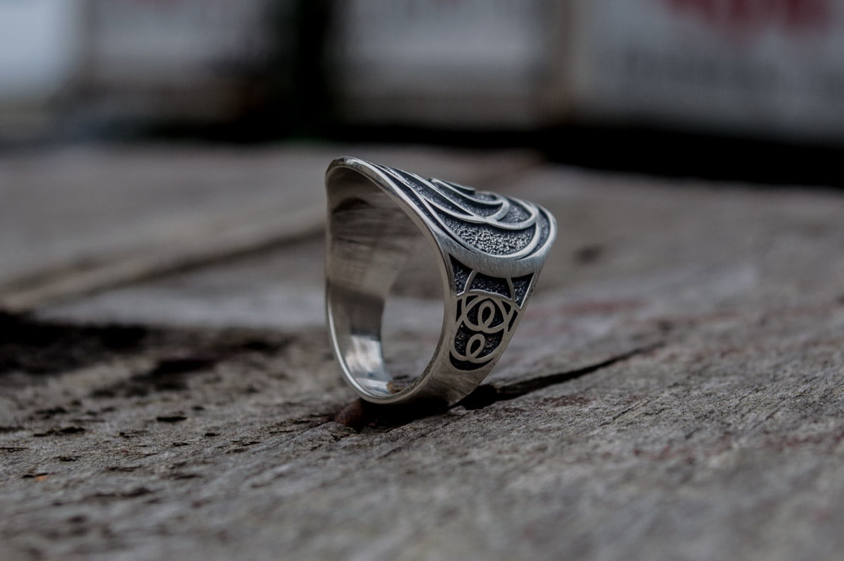 Unique Ring with Geometry Symbol Sterling Silver Jewelry - vikingworkshop