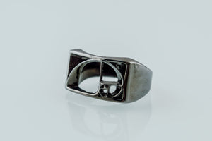 Golden Triangle Ring Ruthenium Plated Sterling Silver Black Limited Edition Jewelry - vikingworkshop