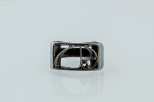 Golden Triangle Ring Ruthenium Plated Sterling Silver Black Limited Edition Jewelry - vikingworkshop