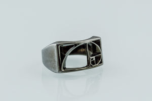 Golden Triangle Ring Ruthenium Plated Sterling Silver Black Limited Edition Jewelry - vikingworkshop