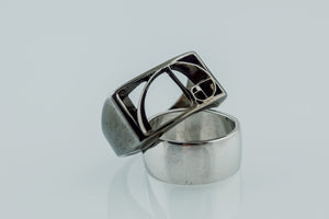 Golden Triangle Ring Ruthenium Plated Sterling Silver Black Limited Edition Jewelry - vikingworkshop