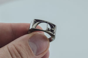 Golden Triangle Ring Ruthenium Plated Sterling Silver Black Limited Edition Jewelry - vikingworkshop