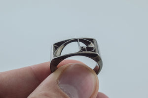 Golden Triangle Ring Ruthenium Plated Sterling Silver Black Limited Edition Jewelry - vikingworkshop