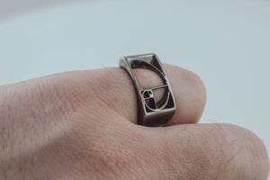 Golden Triangle Ring Ruthenium Plated Sterling Silver Black Limited Edition Jewelry - vikingworkshop