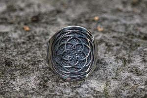 Ring with Ornament Sterling Silver Unique Handcrafted Jewelry - vikingworkshop