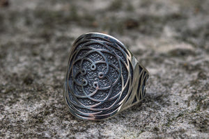 Ring with Ornament Sterling Silver Unique Handcrafted Jewelry - vikingworkshop