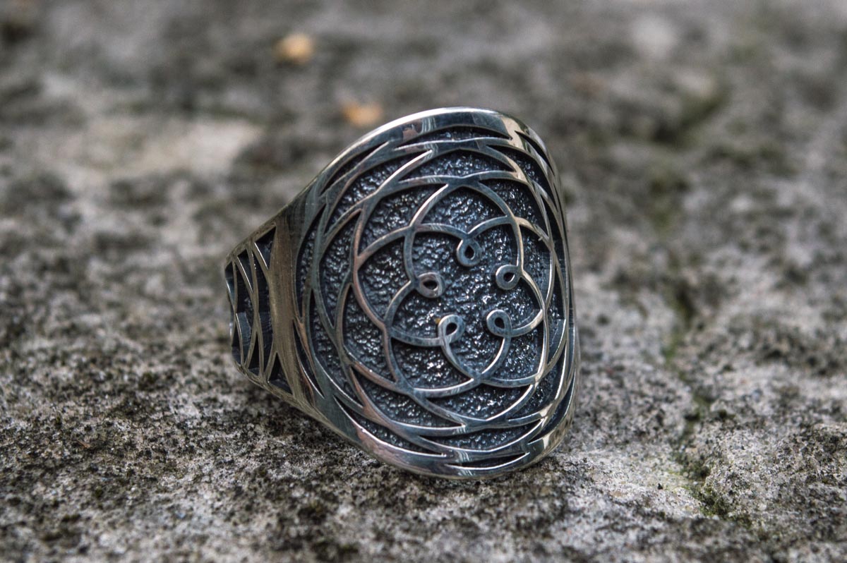 Ring with Ornament Sterling Silver Unique Handcrafted Jewelry - vikingworkshop