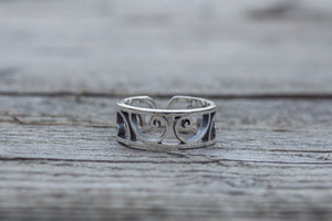 Ring with Golden Triangle Ornament Sterling Silver Handcrafted Geometry Jewelry - vikingworkshop