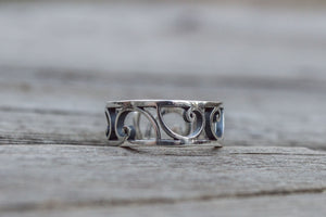 Ring with Golden Triangle Ornament Sterling Silver Handcrafted Geometry Jewelry - vikingworkshop