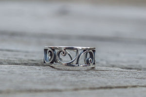 Ring with Golden Triangle Ornament Sterling Silver Handcrafted Geometry Jewelry - vikingworkshop