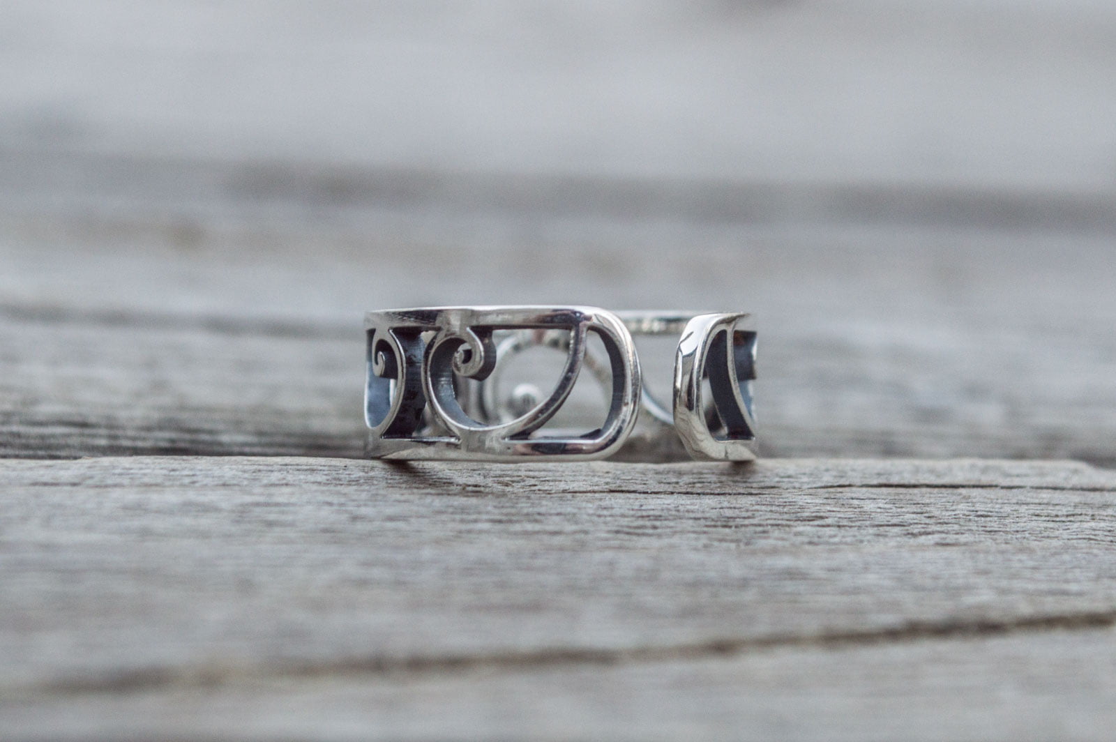 Ring with Golden Triangle Ornament Sterling Silver Handcrafted Geometry Jewelry - vikingworkshop