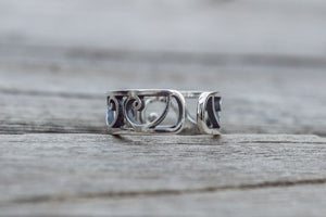 Ring with Golden Triangle Ornament Sterling Silver Handcrafted Geometry Jewelry - vikingworkshop