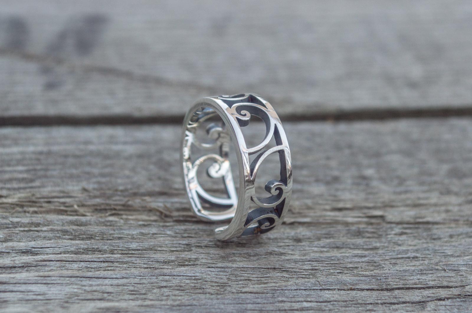 Ring with Golden Triangle Ornament Sterling Silver Handcrafted Geometry Jewelry - vikingworkshop