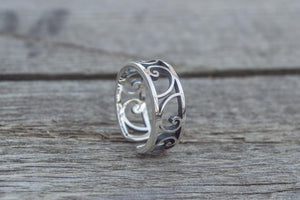 Ring with Golden Triangle Ornament Sterling Silver Handcrafted Geometry Jewelry - vikingworkshop