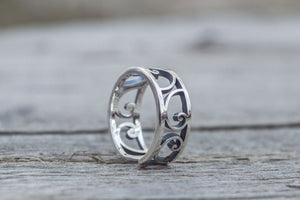 Ring with Golden Triangle Ornament Sterling Silver Handcrafted Geometry Jewelry - vikingworkshop