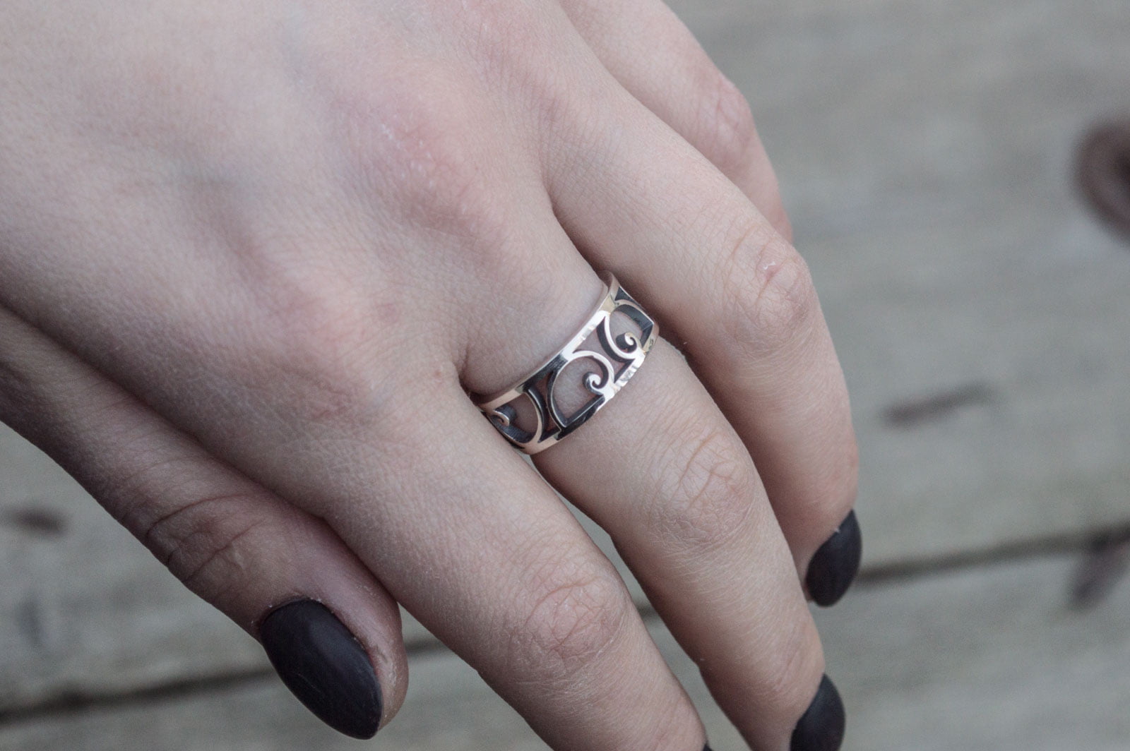 Ring with Golden Triangle Ornament Sterling Silver Handcrafted Geometry Jewelry - vikingworkshop