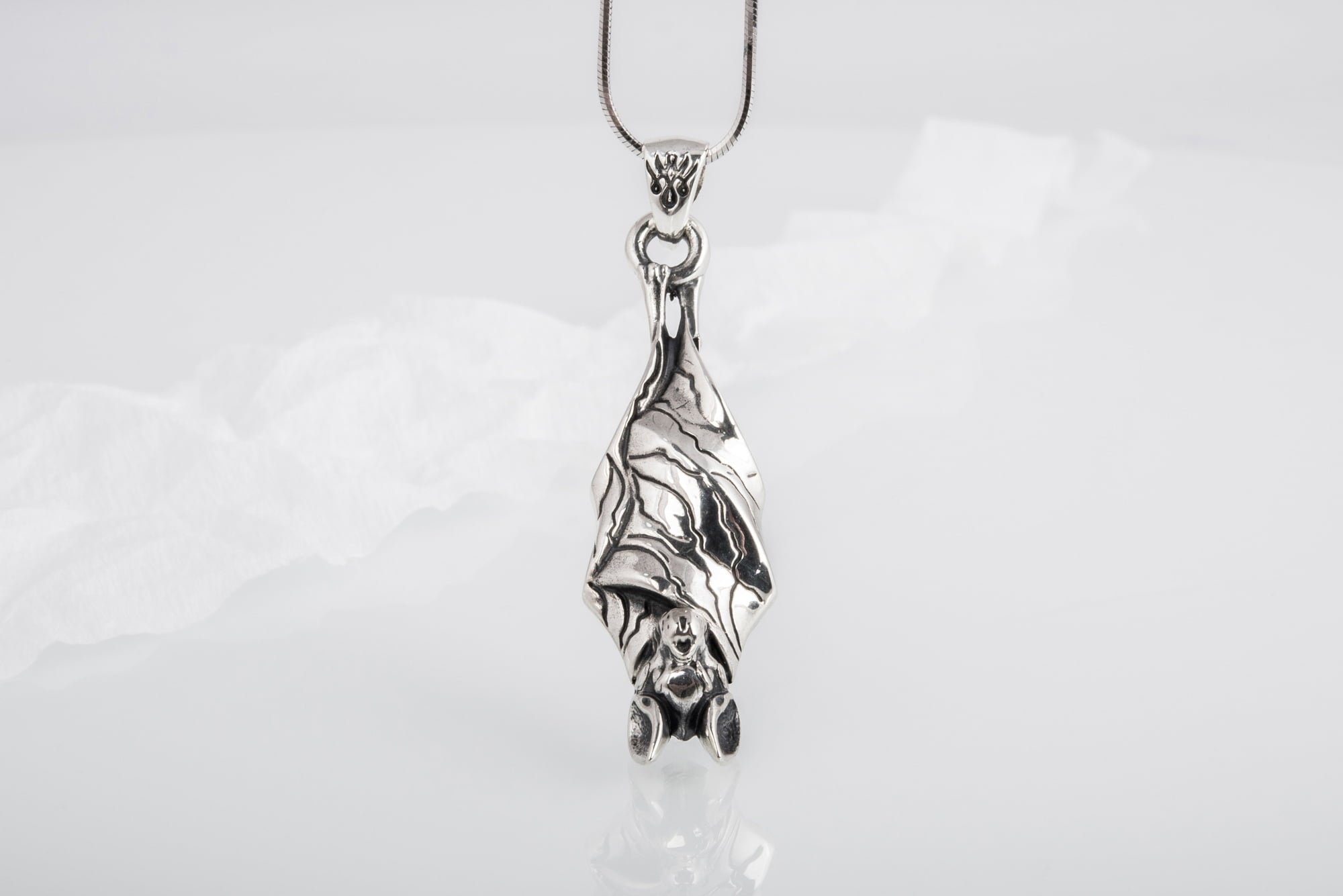 Bat Pendant Sterling Silver Halloween Jewelry - vikingworkshop