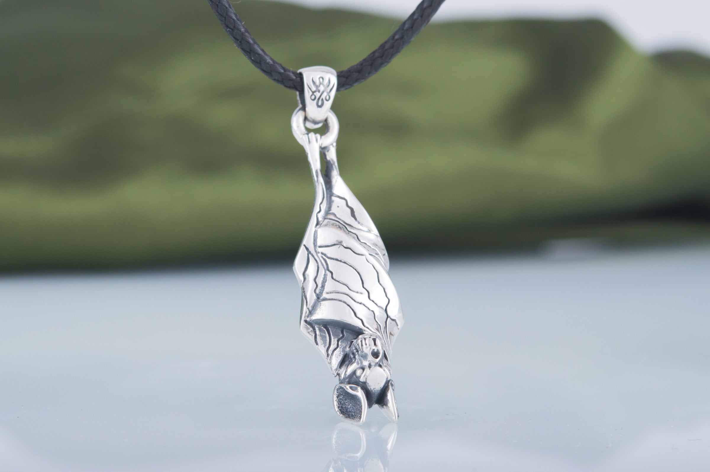 Bat Pendant Sterling Silver Halloween Jewelry - vikingworkshop