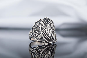 Ring with Spider and Skull Sterling Silver Jewelry - vikingworkshop