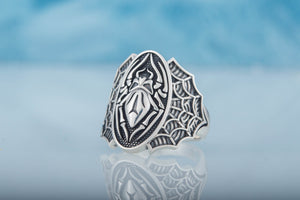 Ring with Spider and Skull Sterling Silver Jewelry - vikingworkshop