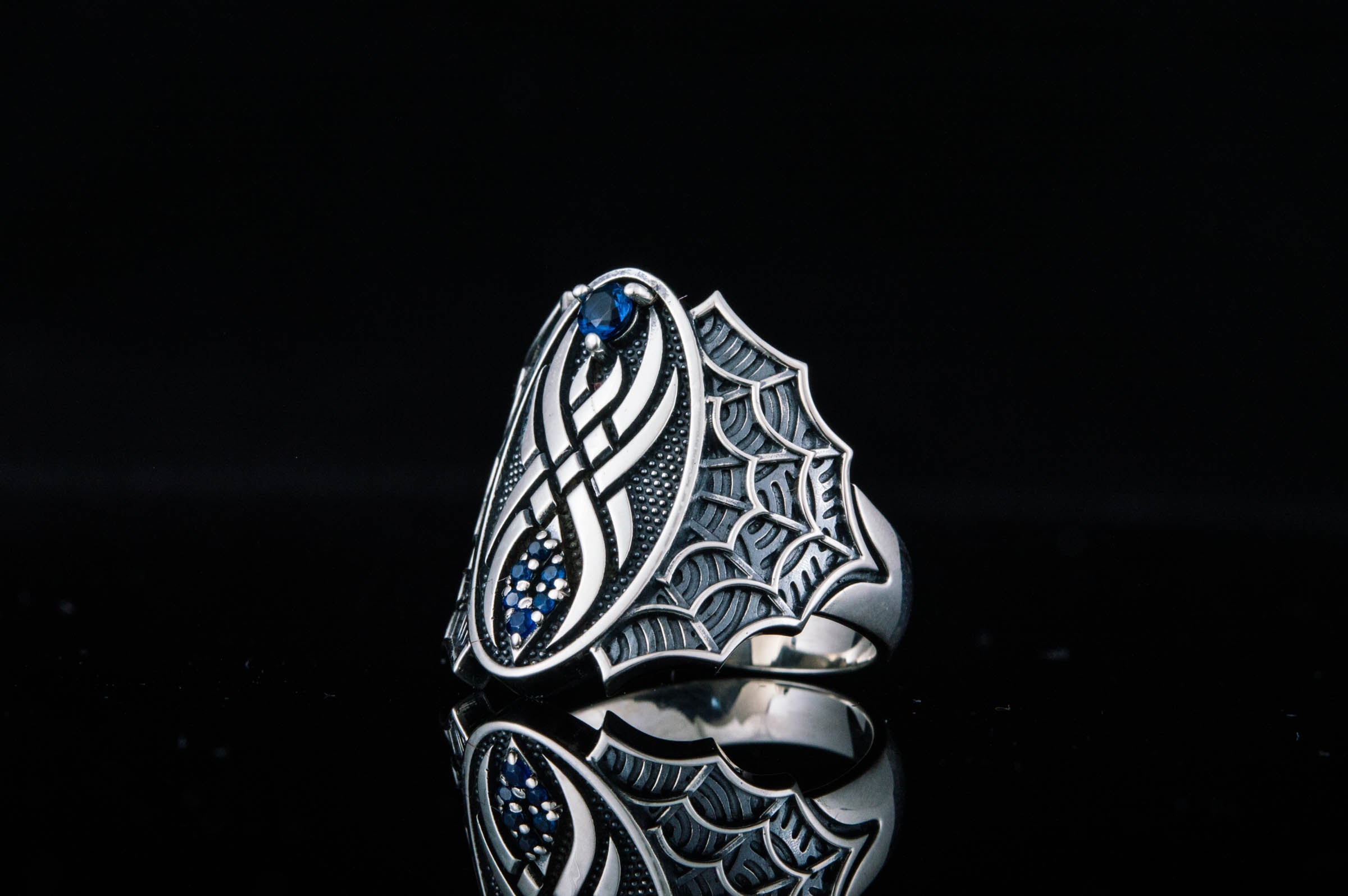 Ring with Spider and Cubic Zirconia Sterling Silver Jewelry