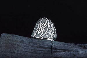 Ring with Spider Symbol Sterling Silver Jewelry - vikingworkshop