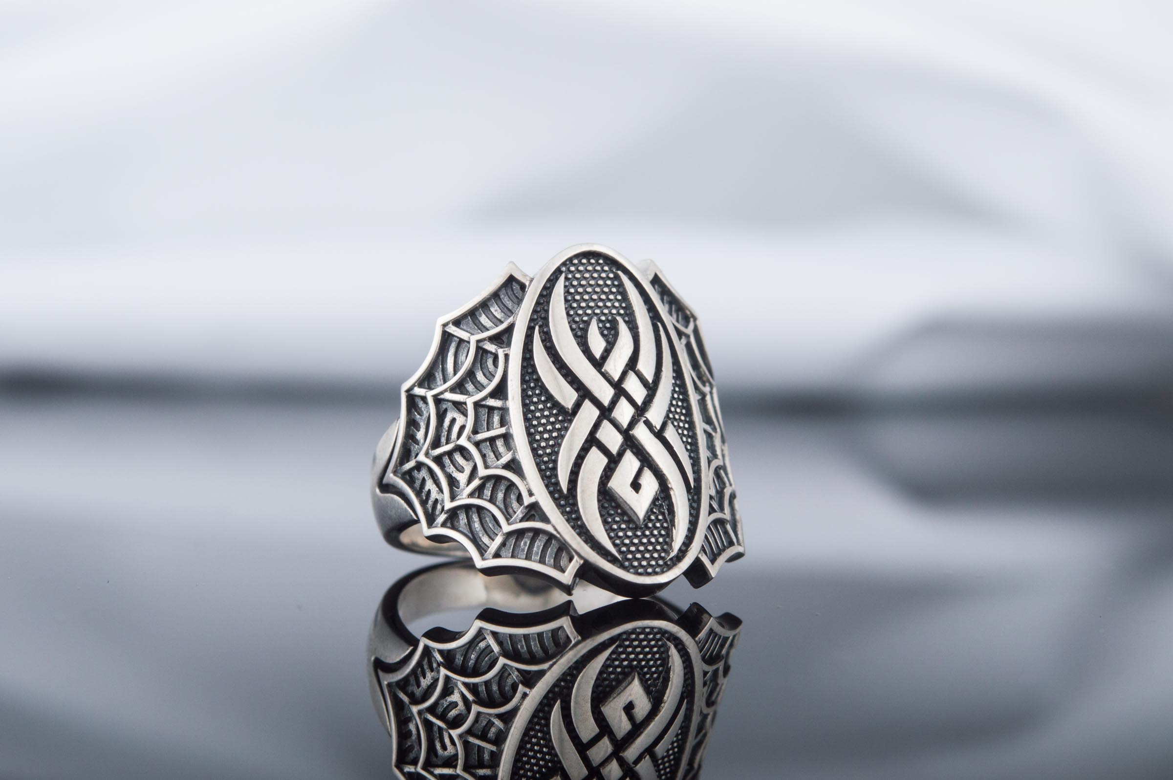 Ring with Spider Symbol Sterling Silver Jewelry