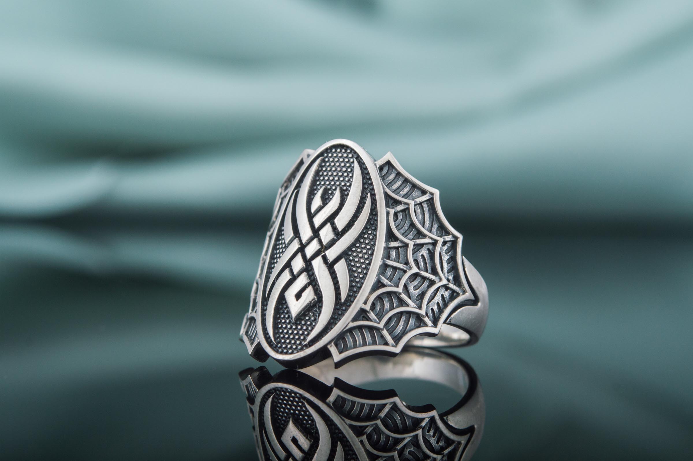 Ring with Spider Symbol Sterling Silver Jewelry - vikingworkshop