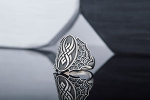 Ring with Spider Symbol Sterling Silver Jewelry - vikingworkshop