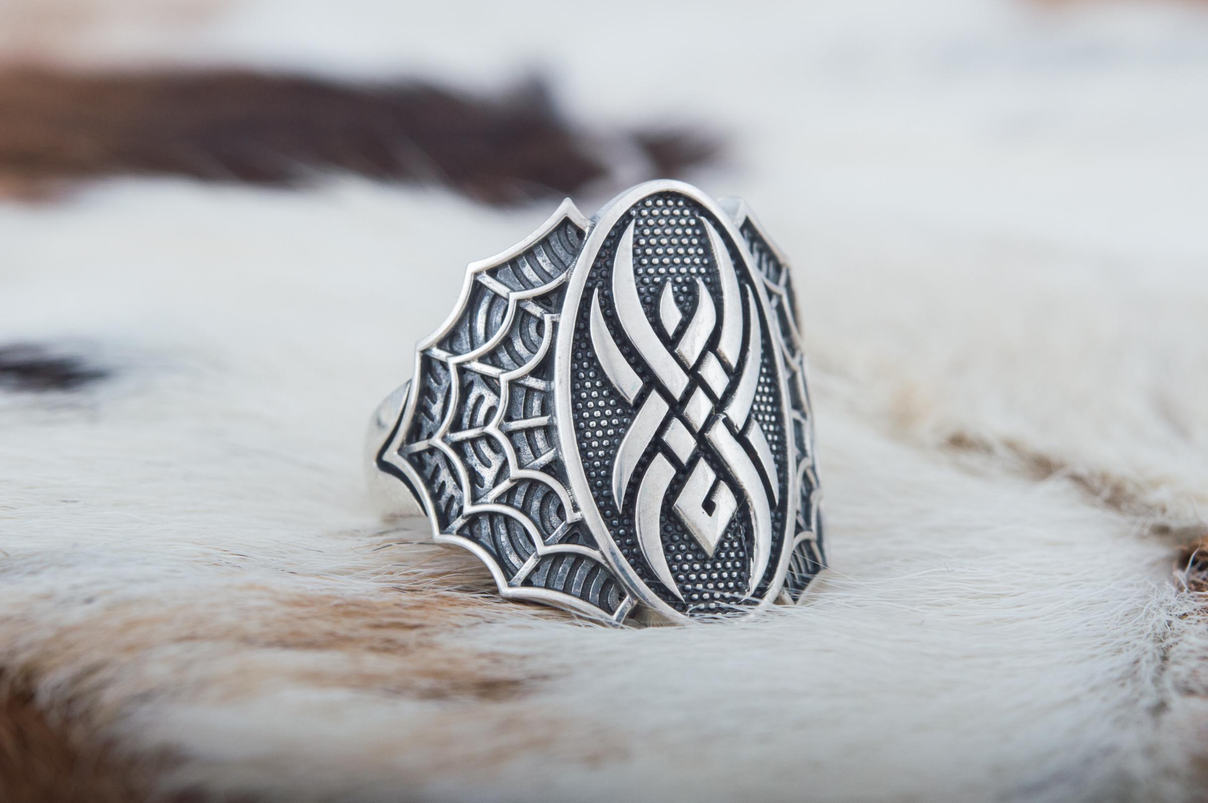 Ring with Spider Symbol Sterling Silver Jewelry - vikingworkshop