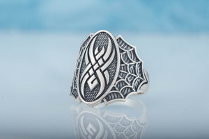 Ring with Spider Symbol Sterling Silver Jewelry - vikingworkshop