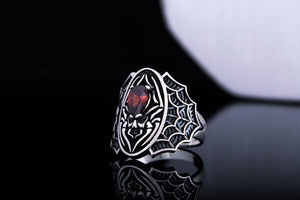 Ring with Skull Symbol and Cubic Zirconia Sterling Silver Jewelry - vikingworkshop
