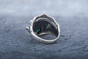 Ring with Spider AndGreen Cubic Zirconia Sterling Silver Jewelry - vikingworkshop