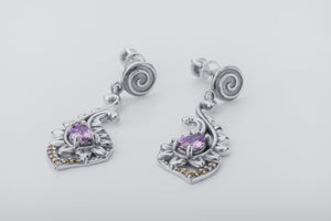 Paisley Earrings with Gems, 925 Silver - vikingworkshop